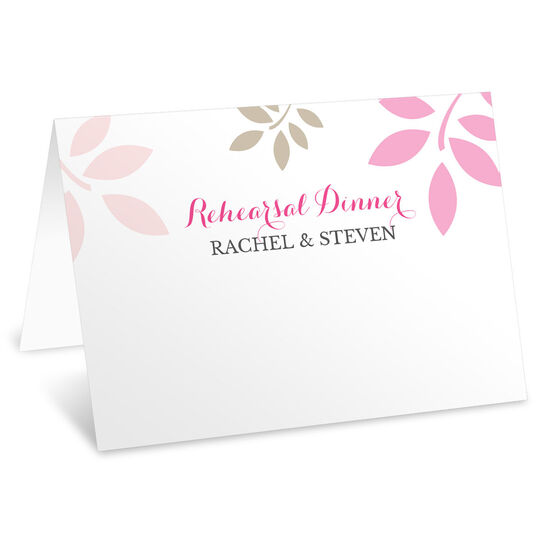 Pink and Tan Botanical Folded Place Cards